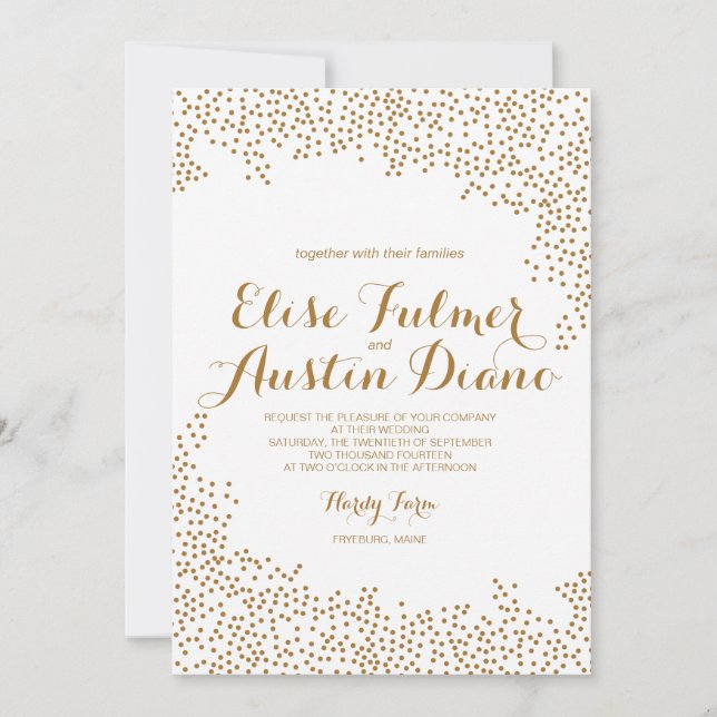 Gold Confetti Wedding Invitation (Front)