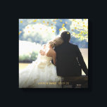 Gold Confetti Wedding Photo Keepsake Canvas Print<br><div class="desc">Customise with your own photo and names. Featuring elegant gold confetti. Designed by Pure Piglet© at www.zazzle.com/purepiglet*.</div>