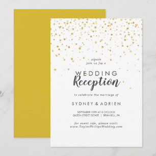 Gold Confetti Wedding Reception Only Invitation