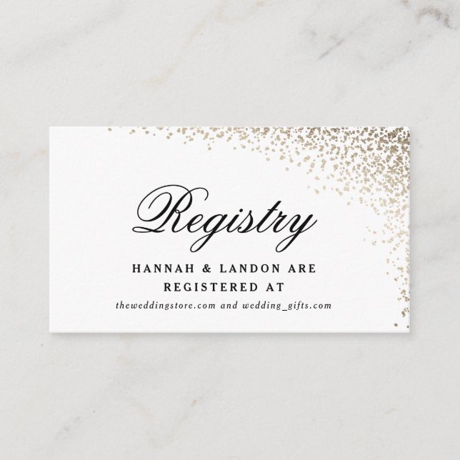 Gold Confetti Wedding Registry Enclosure Card (Front)