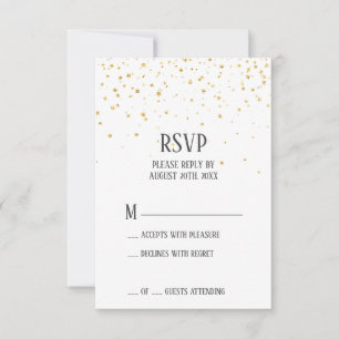 Gold Confetti Wedding RSVP Card