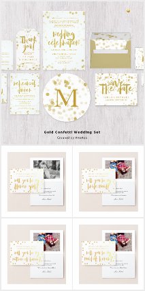 Gold Confetti Wedding Set
