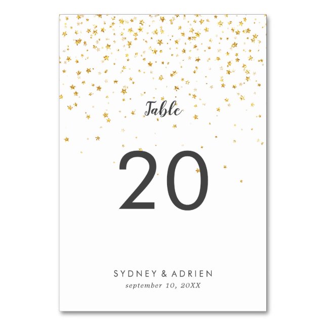 Gold Confetti Wedding Table Numbers (Front)
