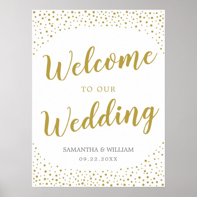 Gold Confetti Wedding Welcome Sign (Front)