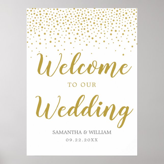 Gold Confetti Wedding Welcome Sign (Front)