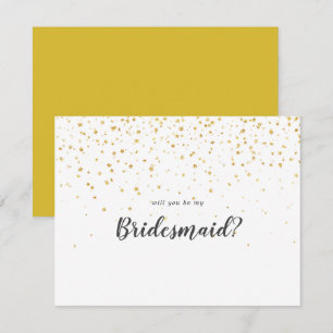 Gold Confetti Will You Be My Bridesmaid Note Card