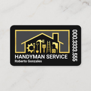 Gold Construction Tools Home Frame Business Card