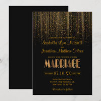 Gold Copper Star Rain Shower & Black Wedding
