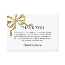 Gold Coquette Bow Girl Photo Graduation Thank You