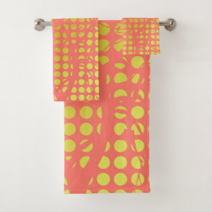 Gold Coral Dots Pattern Bath Towel Set