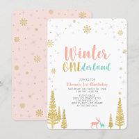 Gold & Coral Winter onederland 1st birthday party