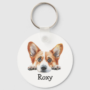 Gold Corgi Personalized Theme Keychain