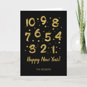 Gold Countdown New Year's Holiday Greeting Card