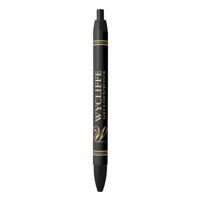 Gold Country & Golf Club Logo & Custom Text Blue Ink Pen (Front Vertical)