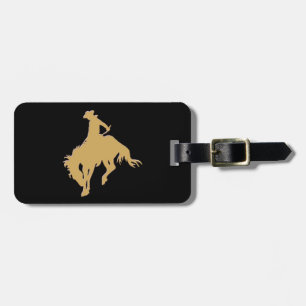 Gold Cowboy Bucking Horse Black Luggage Tag