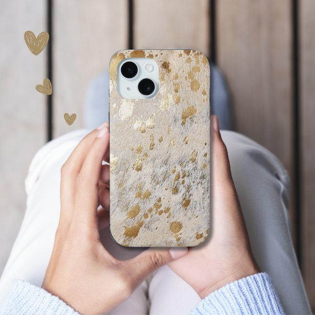 Gold Cowhide Print Metallic iPhone Case (metallic gold cowhide iPhone case)