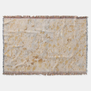 Gold Cowhide Print Metallic Minimal Western Throw Blanket