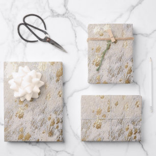 Gold Cowhide Print Metallic  Wrapping Paper Sheet