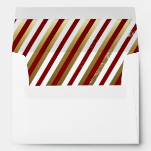 Gold, Cranberry, White Diagonal Stripe Envelope
