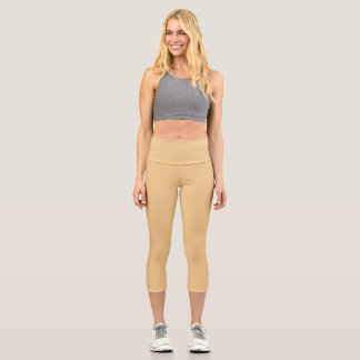 Gold Crayola Solid Plain Colour Capri Leggings