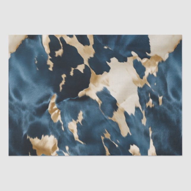Gold Cream Blue Cowhide Tissue Paper (Front)