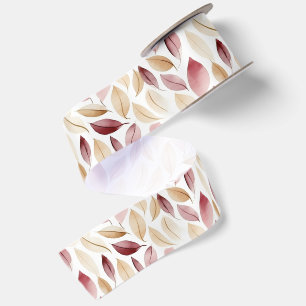 Gold Cream Blush Red Leaves Birthday Satin Ribbon