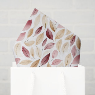 Gold Cream Blush Red Leaves Birthday Tissue Paper