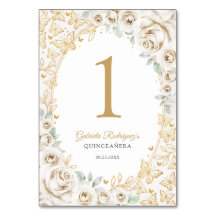 Gold Cream Floral Quinceanera