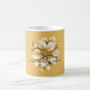 Gold Cream Flower Coffee Mug