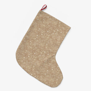 Gold Cream Glitter Christmas Large Christmas Stocking