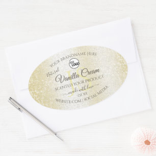 Gold Cream Glitter Product Labels Initials Logo