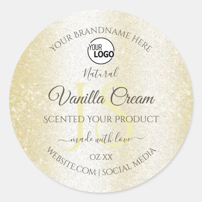 Gold Cream Glitter Product Labels Initials Logo (Front)
