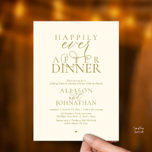 Gold Cream Happily Ever After Dinner Wedding Invitation
