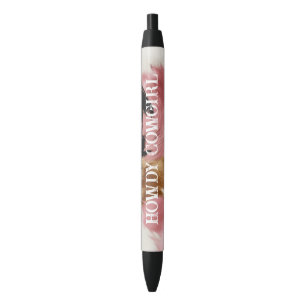 Gold Cream Pink Black Cowgirl Cowhide  Black Ink Pen
