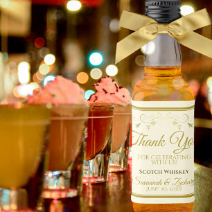 Gold & Cream Simple Elegant Wedding Thank You Mini Liquor Bottle Label