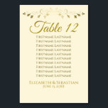 Gold & Cream Simple Elgant Wedding Seating Chart Table Number<br><div class="desc">Make your wedding reception beautiful with these table number cards. Designed as a part of our Gold & Cream Elegant Wedding Suite, they feature a simple yet elegant design with gold text on a cream coloured background with a gold faux foil floral border. These cards include seating assignments so your...</div>