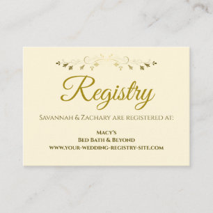 Gold & Cream Vintage Border Wedding Registry Enclosure Card