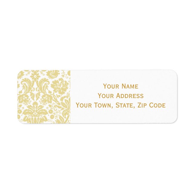 Gold Cream Vintage Damask Address Labels (Front)
