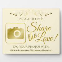 Gold & Cream Wedding Photo Share Hashtag Sign