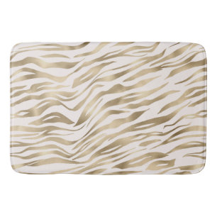 Gold Cream Zebra Print Bath Mat