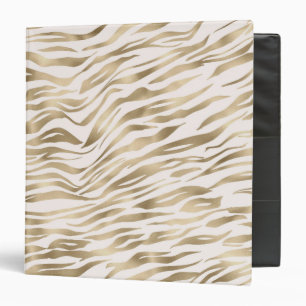 Gold Cream Zebra Print Binder