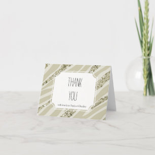 Gold Cream Zebra Print Glitter Thank you