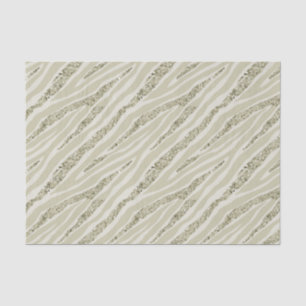 Gold Cream Zebra Print Glitter Tissue Paper