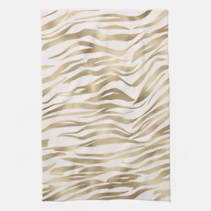 Gold Cream Zebra Print   Kitchen Towel