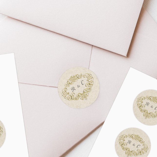 Gold Crest Flourish Wedding Envelope Seals (Creator Uploaded)