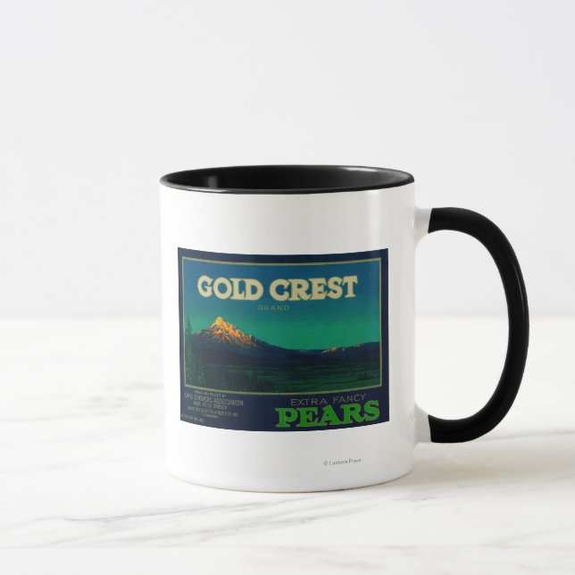 Gold Crest Pear Crate LabelHood River, OR Mug (Right)