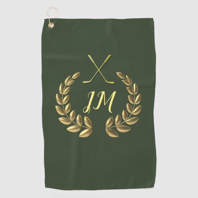 Gold Crest Personalized Monogram Golf Towel (Front)
