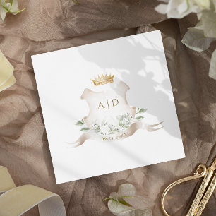 Gold Crest Royal Crown Wedding Monogram Napkin