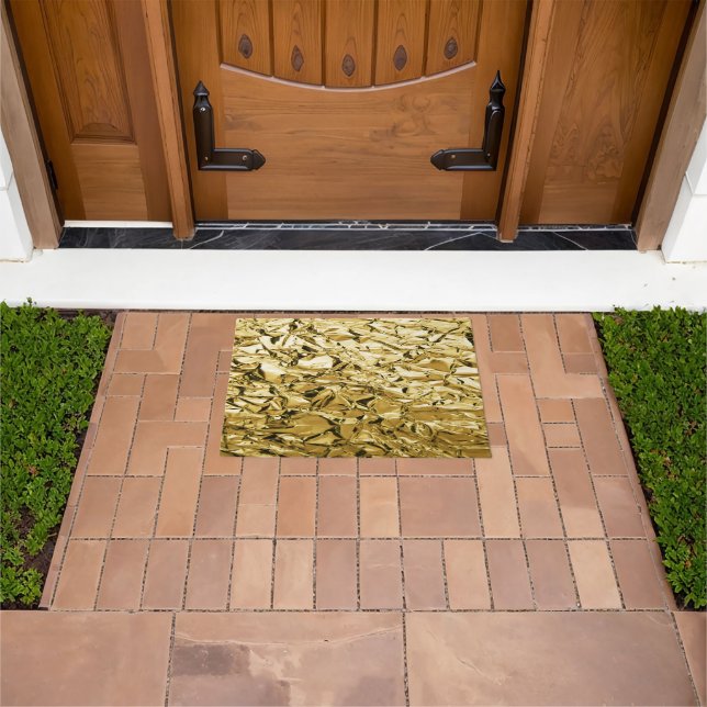 Gold crinkly tin foil plated abstract design doormat (Outdoor)