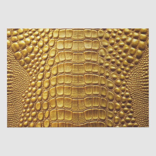 Gold Crocodile Alligator Skin Faux Leather Print Tissue Paper (Front)